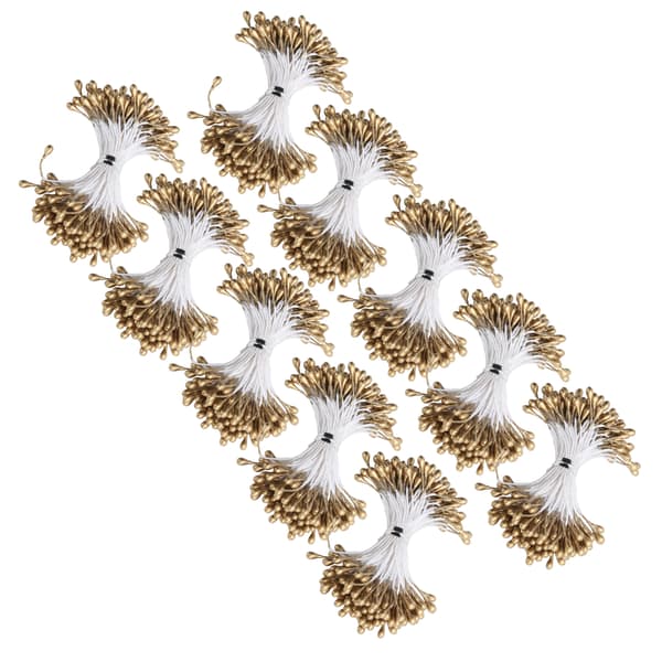 Perle Stamen Gylden Gips Simulering Dobbel End Kunstig Bukett Lage Tilbehør (3mm（#6） 900)