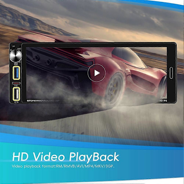 Enkel Din Bilstereo, 6,9 tums IPS Touch Screen Bilradio