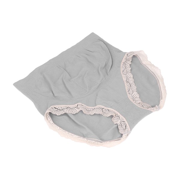 Maternity Panties Høy Midje Pustende Blonder Sømløs Maternity Undertøy for Kvinner 12K Grå M