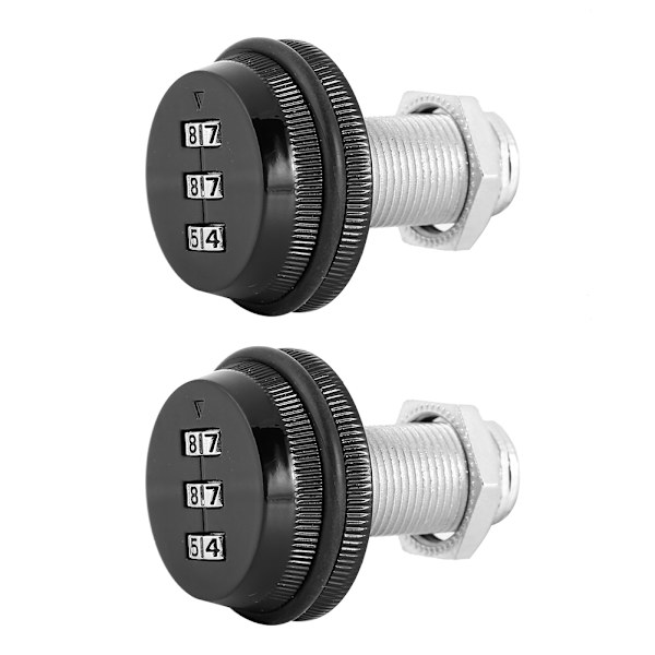 Sinkkiseoksesta valmistettu 3-numeroinen koodikaappilukko (2 kpl, musta, 30 mm/1,18 tuumaa)