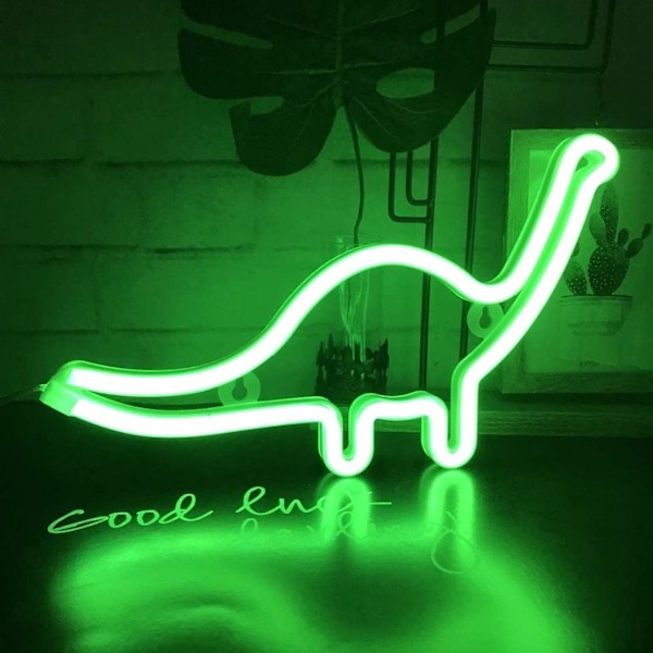 Söt dinosaurienattlampa - LED-dinosaurien neonljus för barns sovrumsdekor och heminredning för fester och helgdagar (batteri/USB)