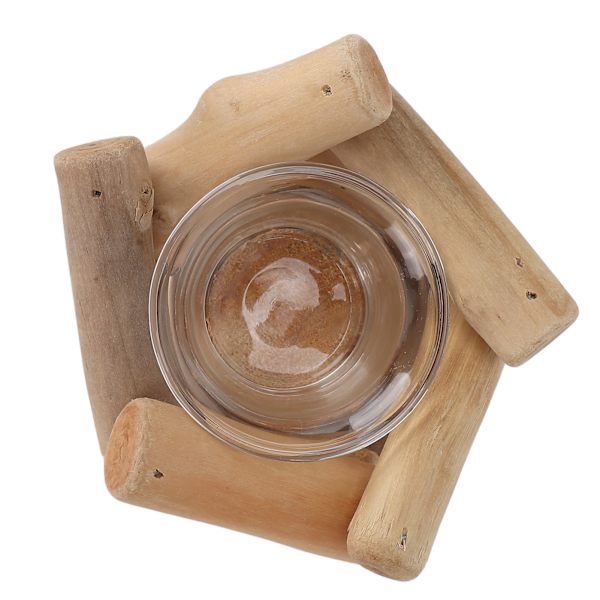 Trä ljusstake bordsdekor glas liner dekorativ ljusstake för bröllopsfödelsedagsfest