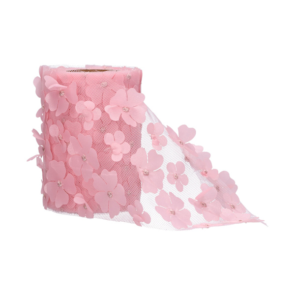 Blommor Tulle Rullar 10cm 10yd Premium Polyester Flexibel Bred Applikation Utsökt Glittrande Tulle RullarRosa