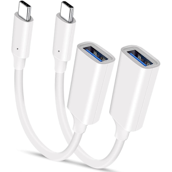 2 st Vita USB C Hane till USB 3.0 Hona Adapter 2-Pack, Thunderbolt 3 Typ C OTG-omvandlare för MacBook Pro, iPad Air 4 5, Galaxy Z Fold 5, S23 S22 Plu