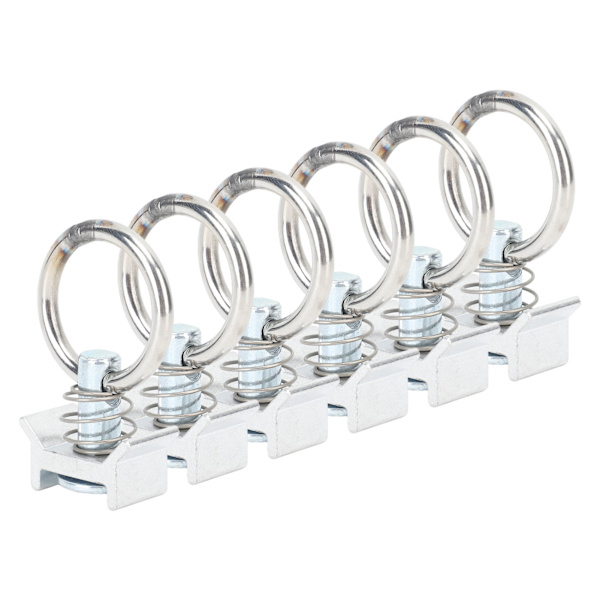 6 stk. enkelt studsbeslag L-skinne med rund ring rustfrit stål aluminium lastkontrol studs fastgørelsesbeslag til flyselskabsskinne logistikinstallation