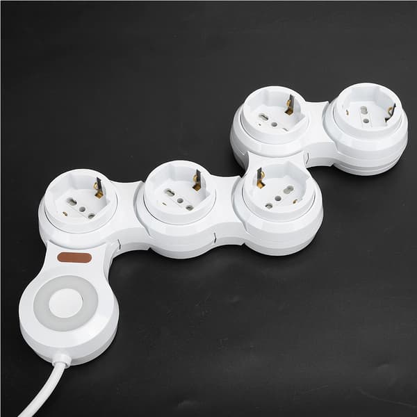 Strømskinne Deformation 5 Konkave Stik 10A med Strømindikatorafbryder (EU-stik 220V-250V)