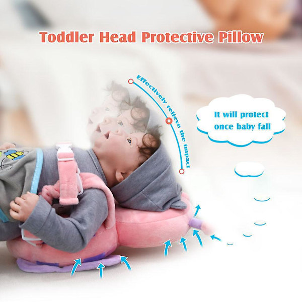Baby Crawling Knæpuder og Hovedbeskytter Pink Butterfly Sæt