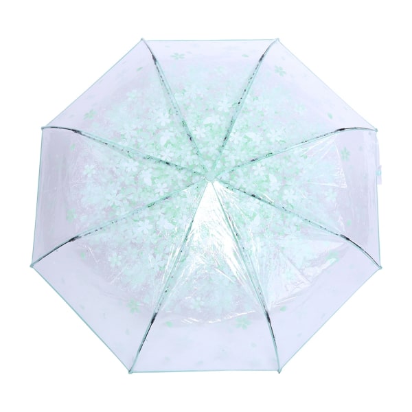 1 ST Transparent hopfällbart paraply Fashionabla prinsessparaply Cherry Blossom # Ljusgrönt
