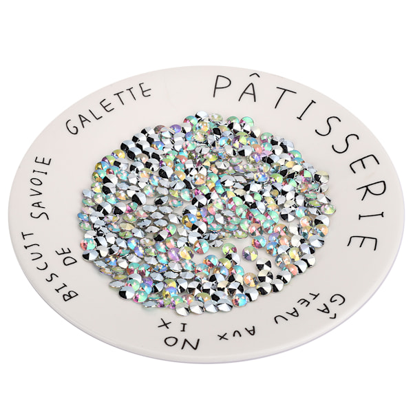 1000 st 8 mm Strass Dekorationer i Akryl med Silverpläterad Botten för Bröllop, DIY-Naglar, Skönhet, AB Färg