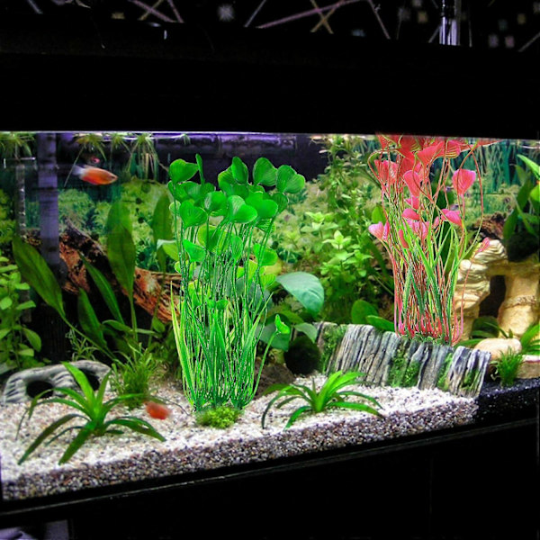Kunstige Akvarieplanter, 2 stk. Akvarium Vandplanter Dekorationer, Plast Akvarie Vandplante