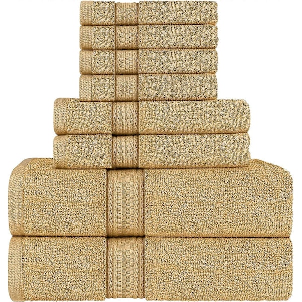 Handduksset, 2 badhanddukar, 2 handdukar och 4 tvättlappar, 100% högkvalitativ ringspunnen bomull och superabsorberande badrumshanddukar, duschhanddukar ljusbrun