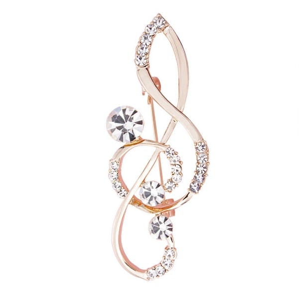 Elegante kvinner Damer Utsøkt Melody Brosje Pin med Rhinestone klær tilbehør (sølv)