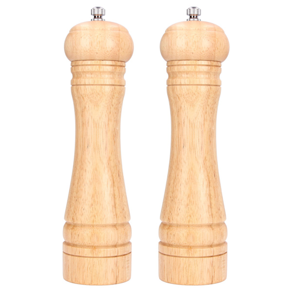 2 kpl puinen suola- ja pippurimylly, säädettävä karkea puinen pippurimylly keittiön maustamiseen, korkeus 22 cm / 8,7 tuumaa