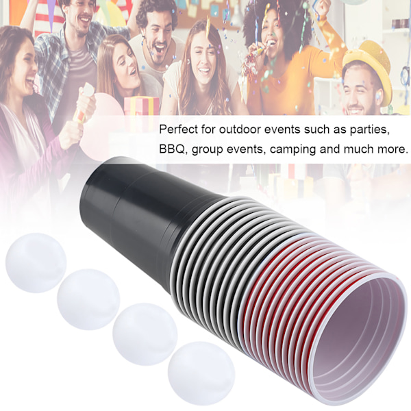 Beer Pong Set Beer Pong Drickspel Set Beer Pong Cups 22 Cups 4 PingPong Bollar Röd Svart