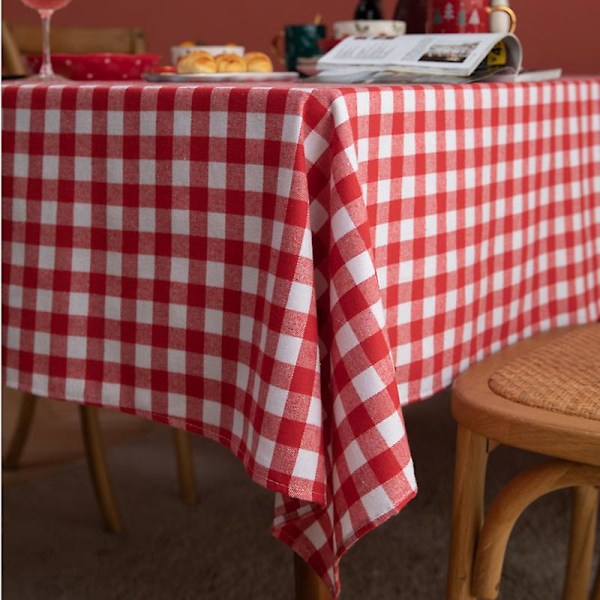 Premium Röd och Vit Rutiga Dukskydd i Polyester för Picknick, Rektangulär