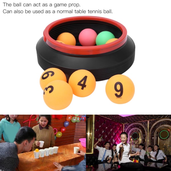 Fritidsaktivitet Lotterinummer Baller Dekompresjonsleketøy Ping Pong Ball med Sammenleggbar Bøtte Gul