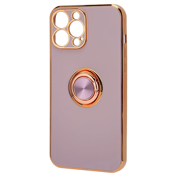 Mobiltelefon Skal Ros Guld Galvaniserad Ring Telefonfodral Dam Ultra Tunn Mjuk TPU Telefonfodral för IPhone 13 Pro Ljus Lila