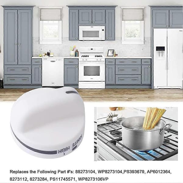 4X WP8273104 Kontrollknapp Erstatning Kompatibel med Komfyr/Platetopp 8273104 PS393679 8273112 WP82731 White