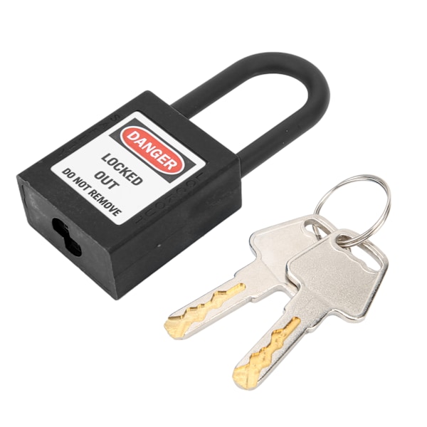 38 mm Lockout Tagout Lock Nylon Korrosionsbeständigt isolerat säkerhetshänglås med KeyBlack