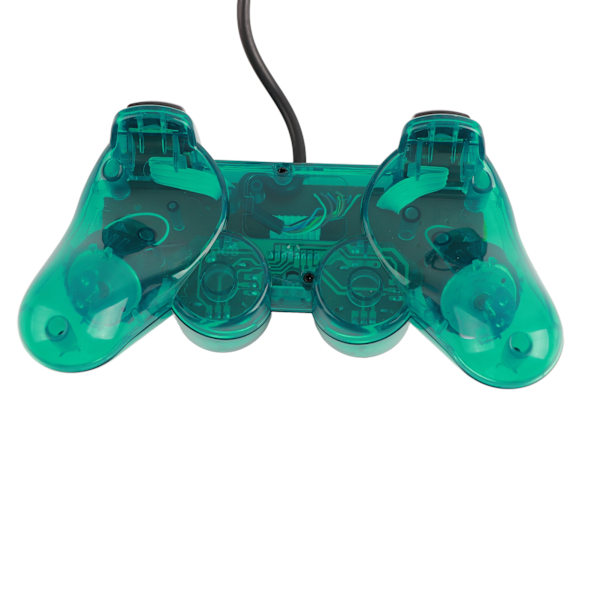 PS2:lle langallinen peliohjain, mukava ote, kestävä kaksoisvärinä, langallinen läpinäkyvä peliohjain, vihreä