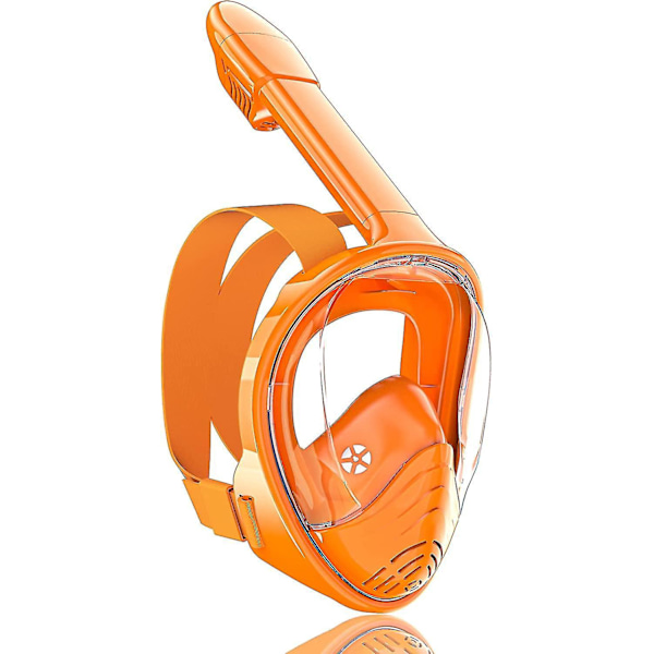 Helmaske snorkelmaske til børn - 180 graders panoramaudsigt, anti-dug, anti-lækage - Inkluderer kamera montering orange