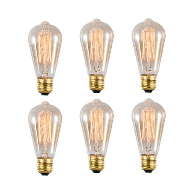 6 st ST64 Vintage glödlampa Retro stil glödtrådslampa E27 110V 40W för heminredning