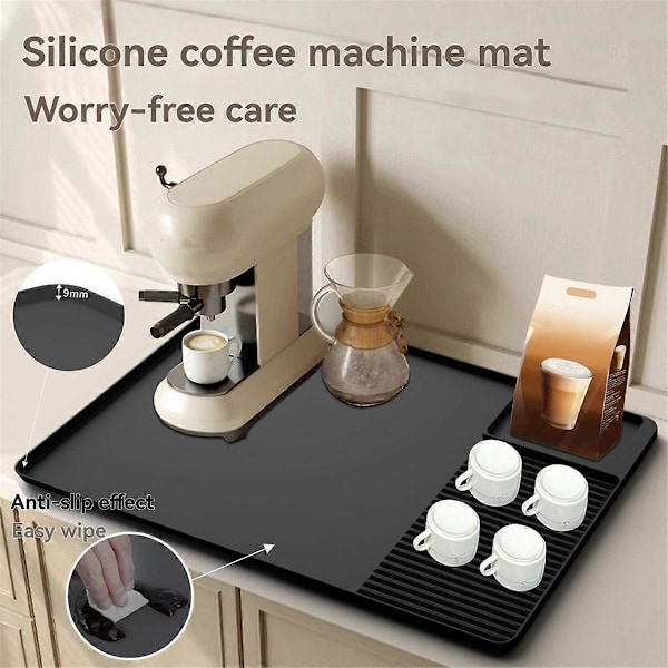 Kaffematta 24x16 tum Kaffebarsmatta med avtagbar diskmatta B Grå