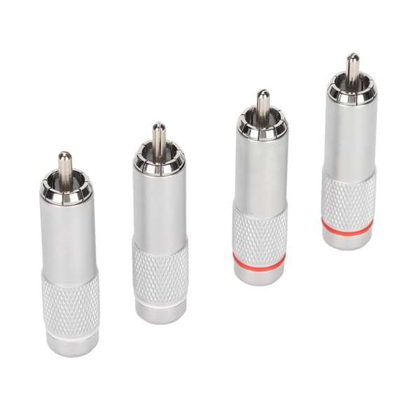4 stk. RCA lydstik DIY forkromet lavt tab svejsning RCA hanstik til professionelt lydudstyr