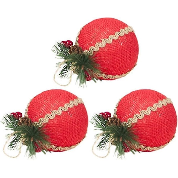 Jul Skumbollar Ornament Rustik Julgranskula Hängande Prydnad Julgransdekoration (röd)(3st)