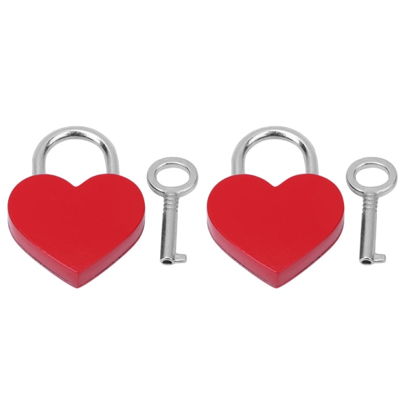 2 settiä sydänlukko metalli värikäs hieno riippulukko kotitaloustarvikkeita avaimilla 30x39mm punainen