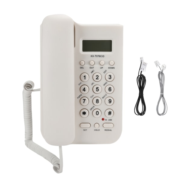 KX T076 kablet engelsk fasttelefon hjemmekontortelefon (UK telefonlinje med tilfeldig farge) (hvit)