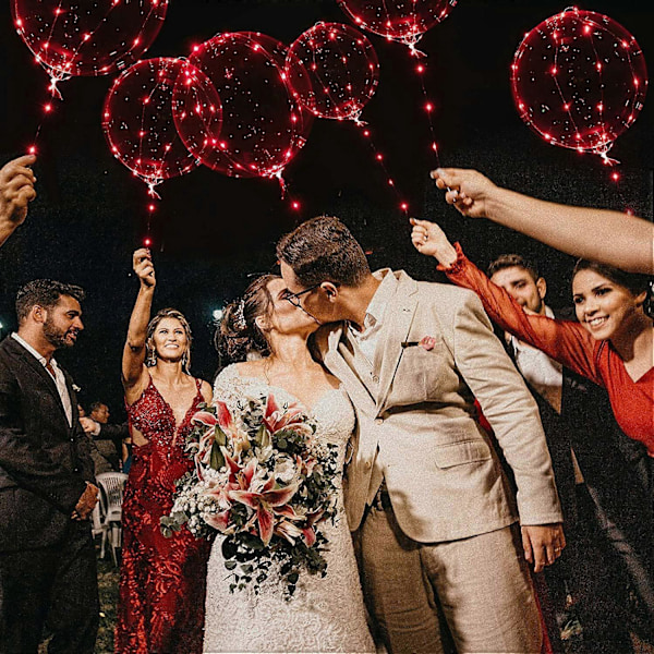 Lysende Balloner, 10 Pakker 61 cm Valentinsdag Bobo Balloner med 3 meter LED Lys Kæder til Valentinsdag Bryllup Jul Fødselsdagsfest (