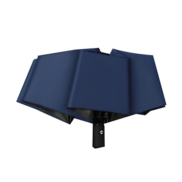 Rejse Paraply Sol Regn 3 Fold 8 Ribber Knap Betjening Letvægts Paraply til Kvinder Pige Daglig Mænd Navy Blå