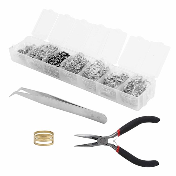 Öppna hoppringar Hummerlås med tång Pincett för att göra DIY-smycken (silversvart)