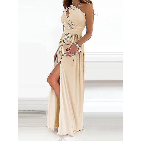 Elegant og stilfuld one-shoulder maxi-kjole til kvinder i sort, str. M