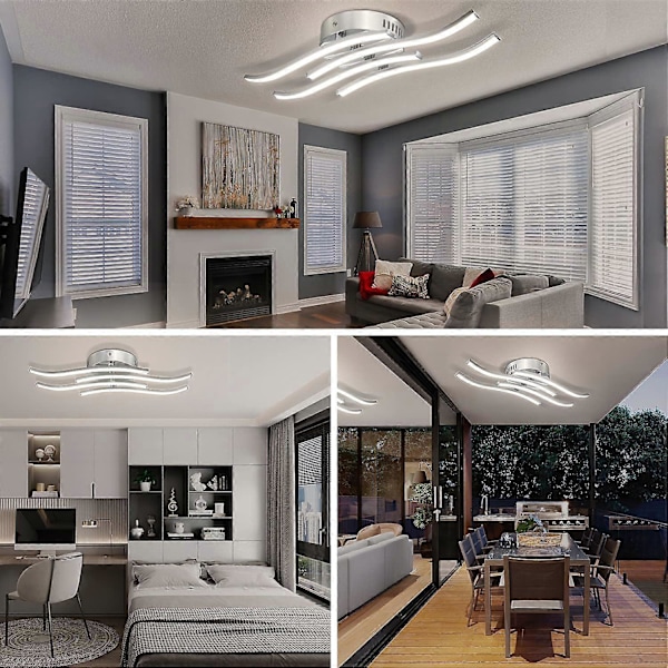 Moderne Loft Design Buet Loftlampe, 24W LED Armatur med 4 Indbyggede LED Boards, Naturlig Hvid 4000K.
