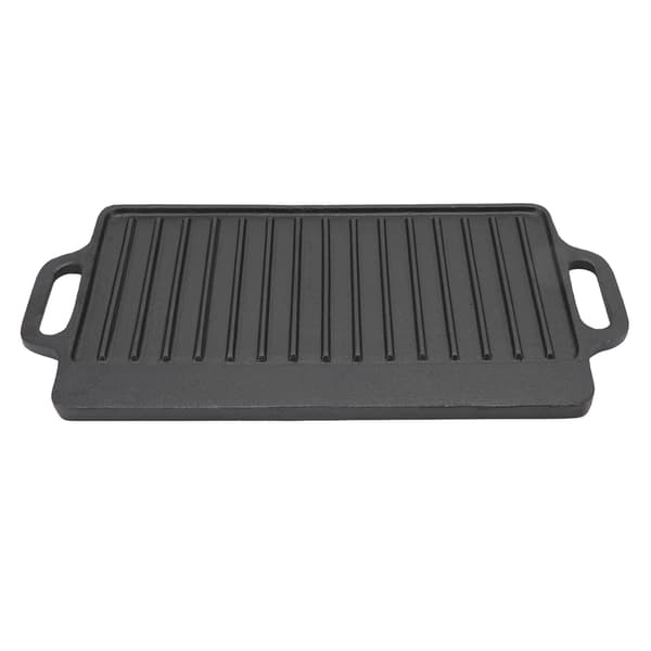 Grillplade Støbejern Teppanyaki Plade Fortykket Rektangulær Dobbeltsidet Grill 40x20CM
