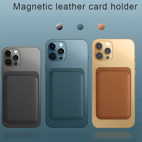 Magnetisk adsorptionskorthållare i PU-läder kompatibel för iPhone 12 mini 12 Pro Max