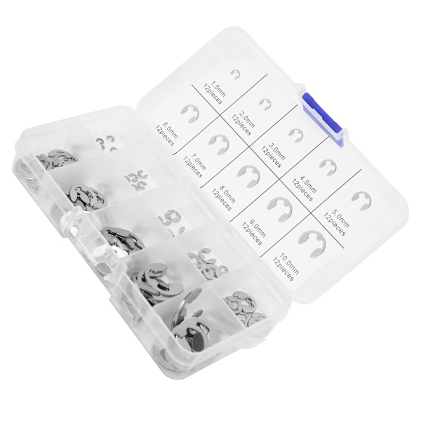 120 stk E Clip Washer Kit Rustfritt stål Åpen låsering Ringakselring M1.5-M10