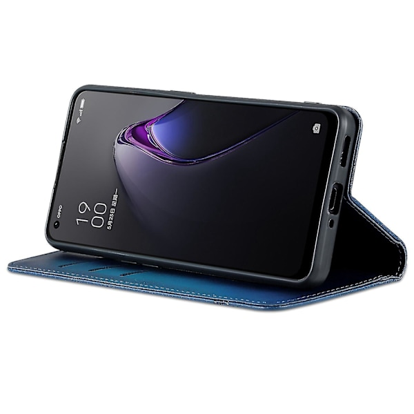 Azns-kompatibel Oppo Reno8 Pro 5g Full Protection PU-lær Magnetisk Lukking Telefonveske Lommebok Stativ Flip Cover-D