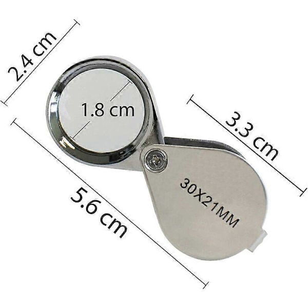 Juvelerarlopp - Förstoringsglas 30 x 21mm Antikviteter Okularlins - 30x Förstoringsglas i fickformat - Vikbart glas - Botanikerlopp