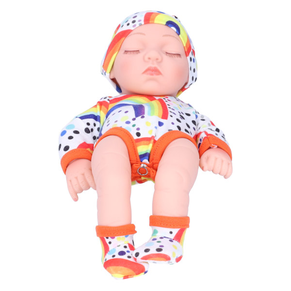 Simulerad vinyl söt docka Reborn babydocka barn födelsedagspresent med färgglada kläder 25cmQ10‑025