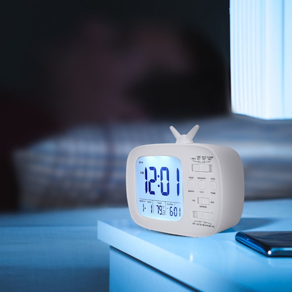 Smart väckarklocka Multifunktionell LED Digital Display 12/24 Timmars Växling Hushåll Sovrum Tillbehör Vit