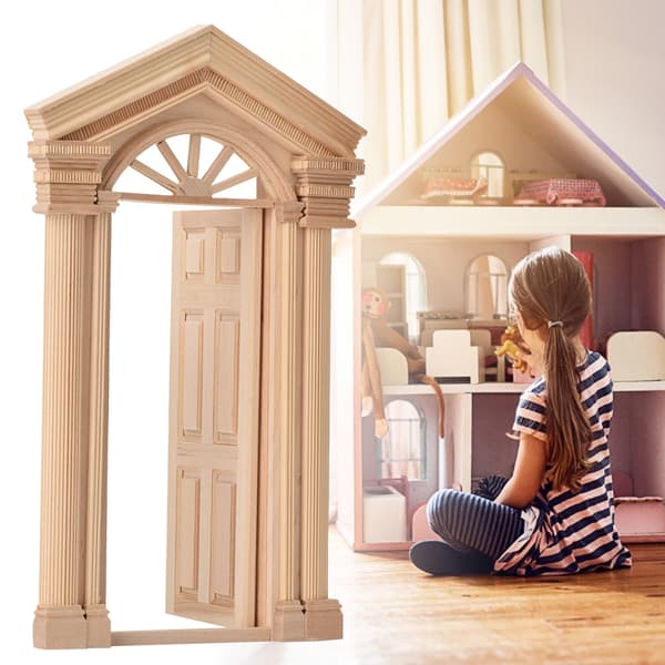 1:12 Dukkehus Mini Træ Steepletop Dør til Dukker DIY Dukkehus Møbler Tilbehør