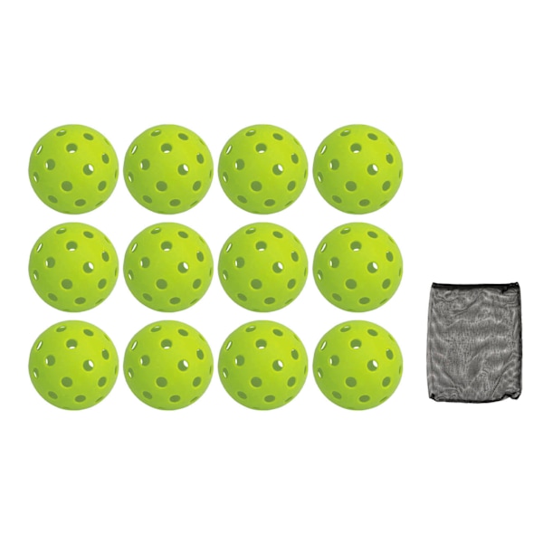12 kpl 74 mm 40 reikää pickleballit PE-muovi korkea elastisuus pickleball ulkoilureikä pallot vihreä