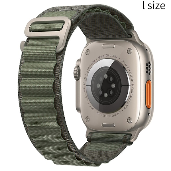 Adjustable Nylon Braided Loop Watch Strap - Compatible with 38/40/41mm and 42/44/45/49mm Watches L Green