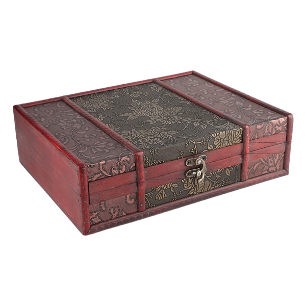 Handgjord stationär trä vintage smycken hållare förvaringsbox rekvisita dekoration med legering spänne
