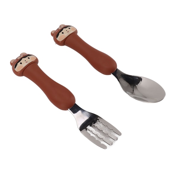 Baby Fork Cute Cartoon Shaped Spoon PP Handle Stainless Steel Tableware for Children Feeding Training Bear