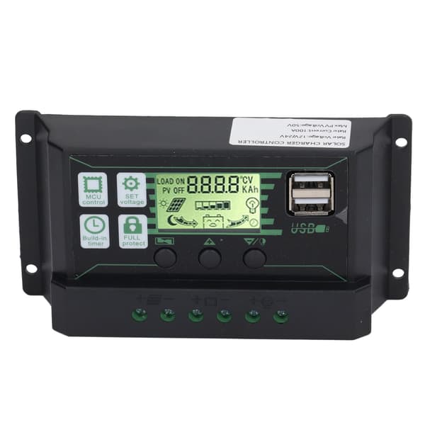 PWM Solar Charge Controller Regulator LCD Display til ÅBNE AGM GEL Batterier 12V 24V 100A 2 USB PV Panel Kontrol