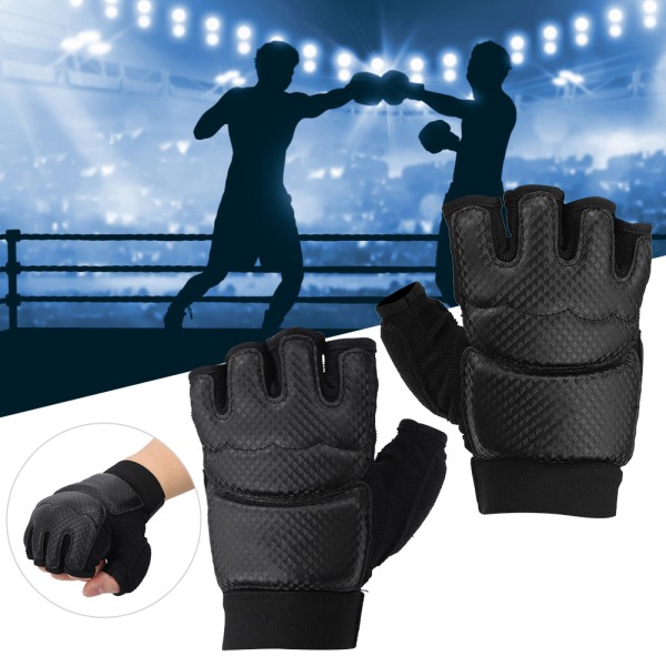 Et par halvfinger boksehandsker Sort Taekwondo håndbeskytter til sportstræning Fitness KickboxingM
